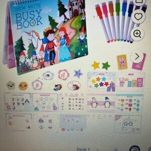 Snow White Busy Book Toddler Learning Workbook and accessories-see description